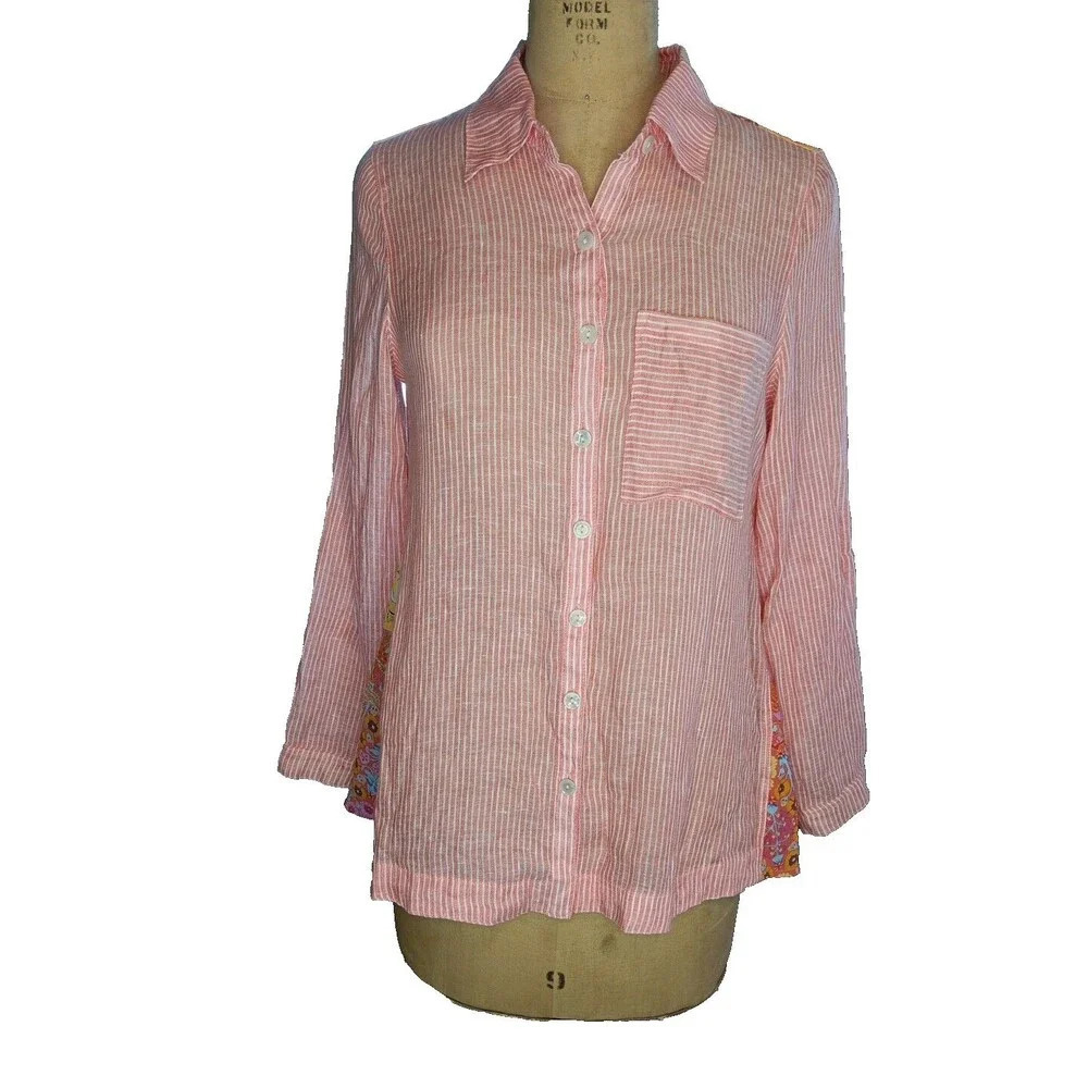 Soft‎ Surroundings Boho Floral Striped Paisly Hippie Lightweight Long Sleeve...